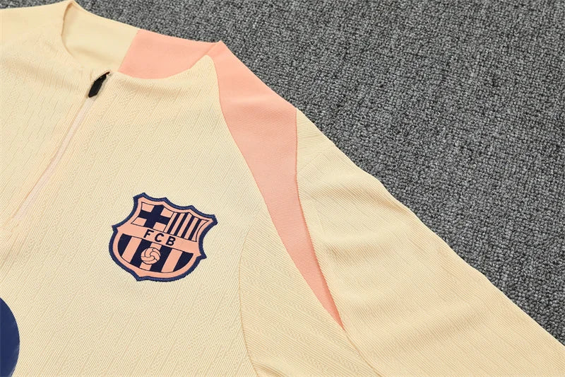 2025/2026 Barcelona Beige Half-Pull Tracksuit