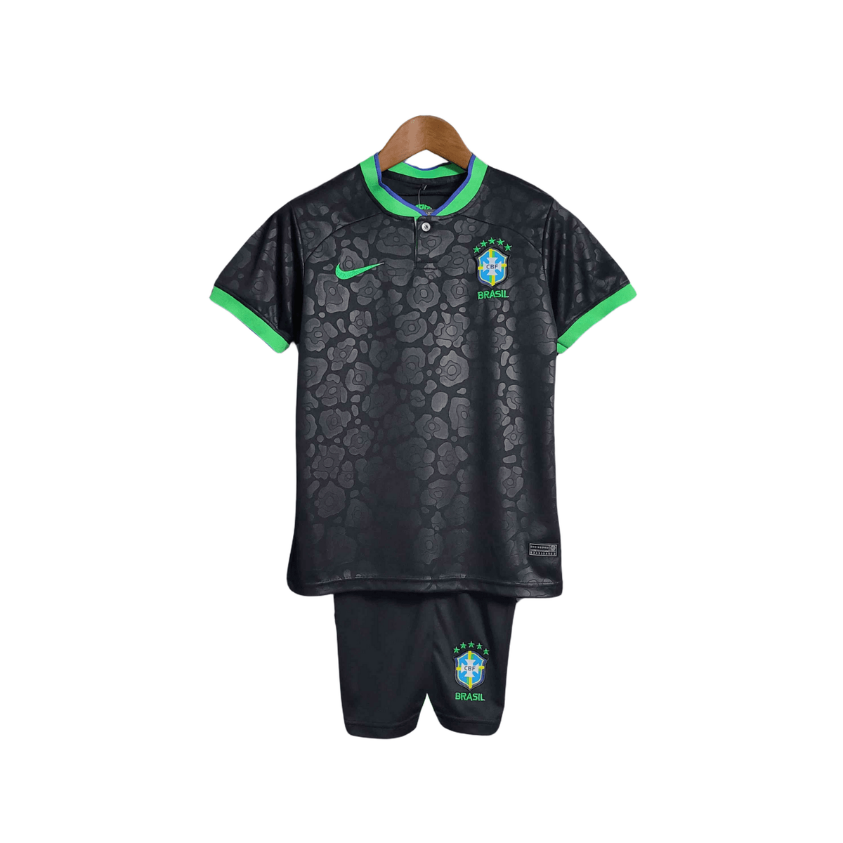 Brazil "Black Leopard" Premium Kids Size Kit - FutKulture