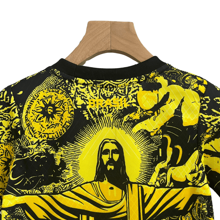 Brazil "Jesus" Premium Kids Size Yellow Kit - FutKulture