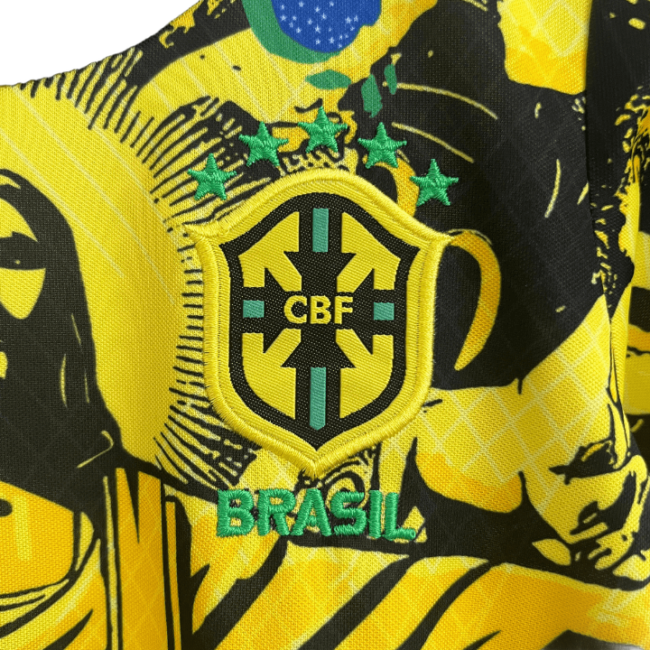 Brazil "Jesus" Premium Kids Size Yellow Kit - FutKulture