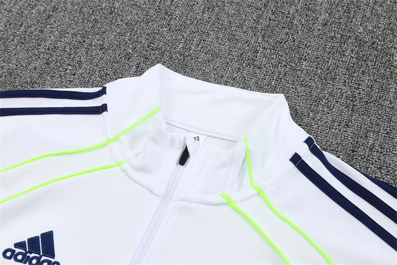 2025/2026 Real Madrid White and Blue Half-Pull Tracksuit