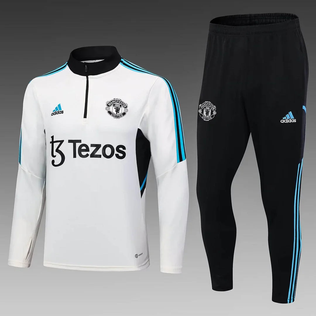 2023/2024 Manchester United Half-Pull Tracksuit  White Thai Quality