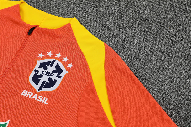 2025/2026 Brazil Orange Half-Pull Tracksuit