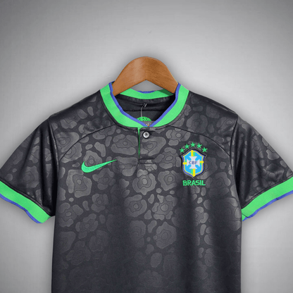 Brazil "Black Leopard" Premium Kids Size Kit - FutKulture