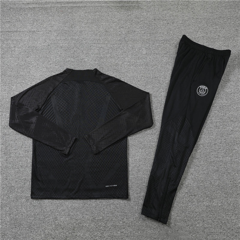 2022/2023 PSG Paris Saint-Germain Full Black Half-Pull Tracksuit