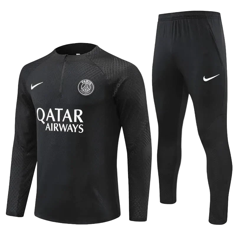 2022/2023 PSG Paris Saint-Germain Full Black Half-Pull Tracksuit